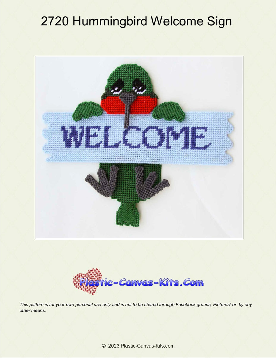 Hummingbird Welcome Sign| Plastic-Canvas-Kits.com