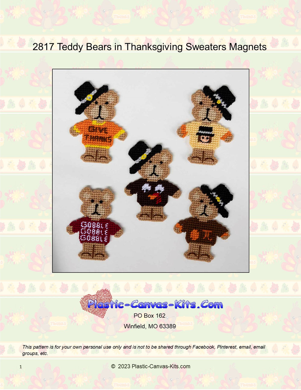 Teddy Bears in Thanksgiving Sweaters Magnets