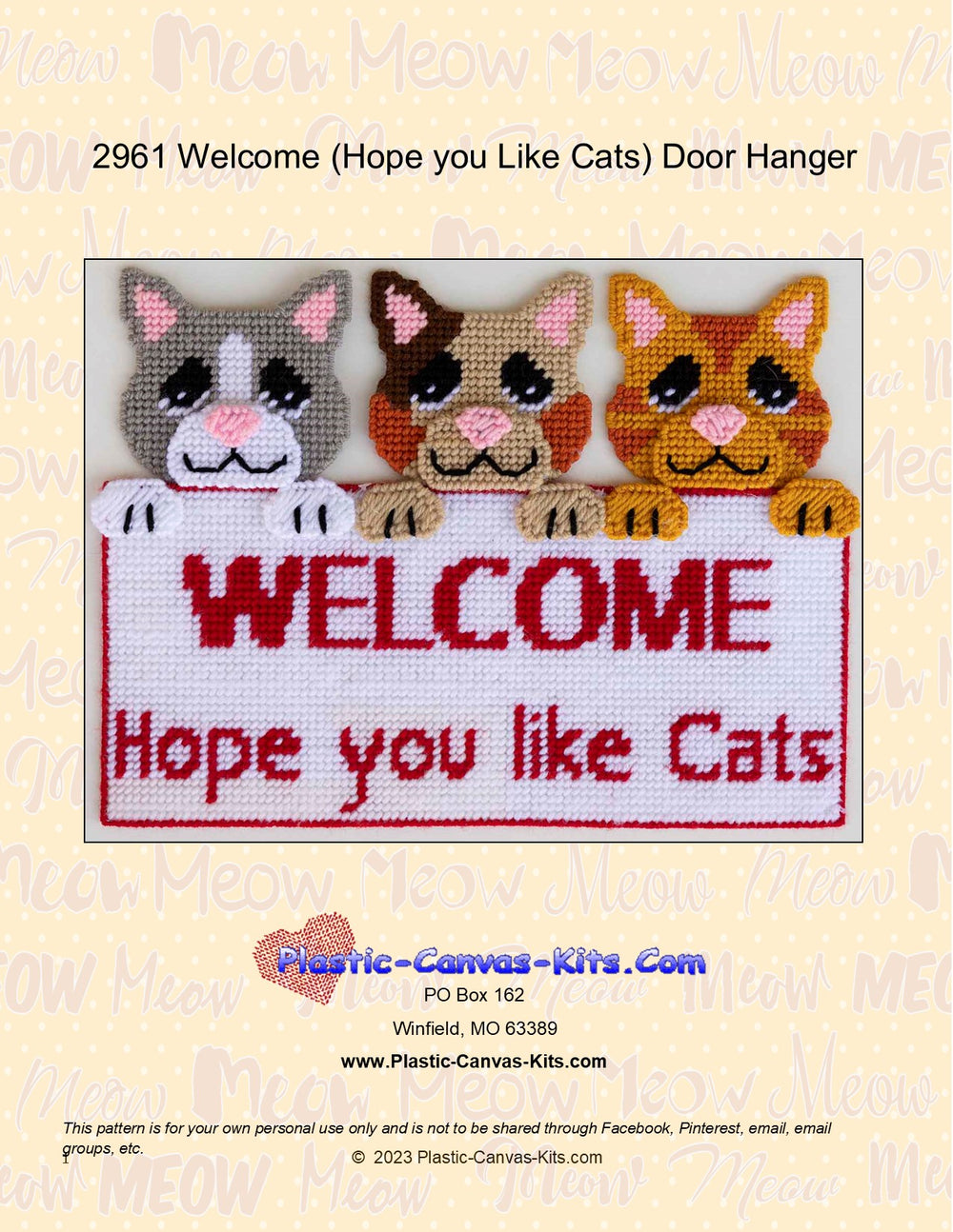 Welcome (Hope You Like Cats) Door Hanger