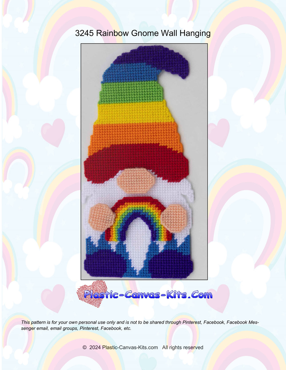 Rainbow Gnome Wall Hanging