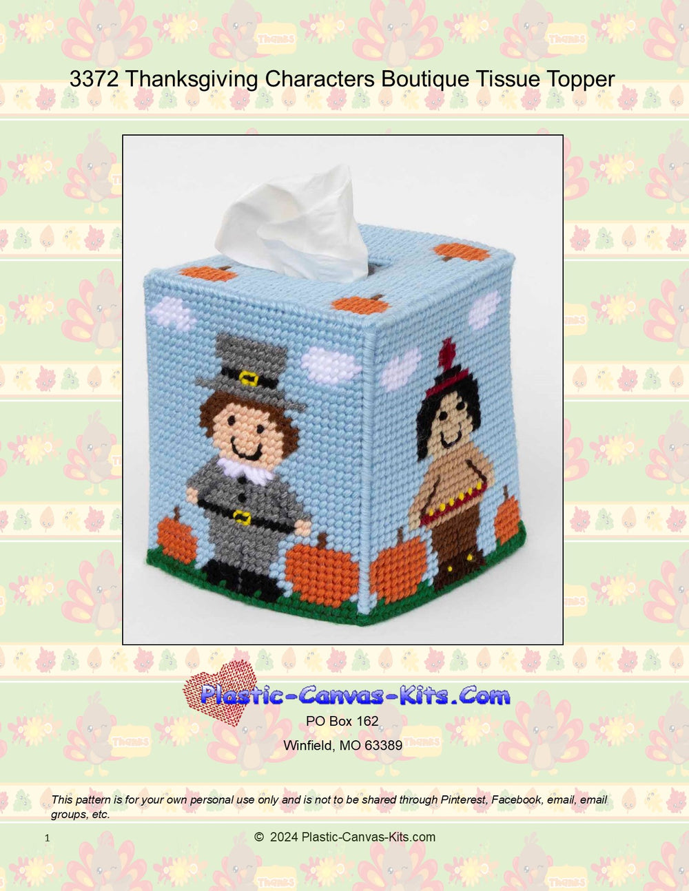 Thanksgiving Characters Boutique Tissue Topper