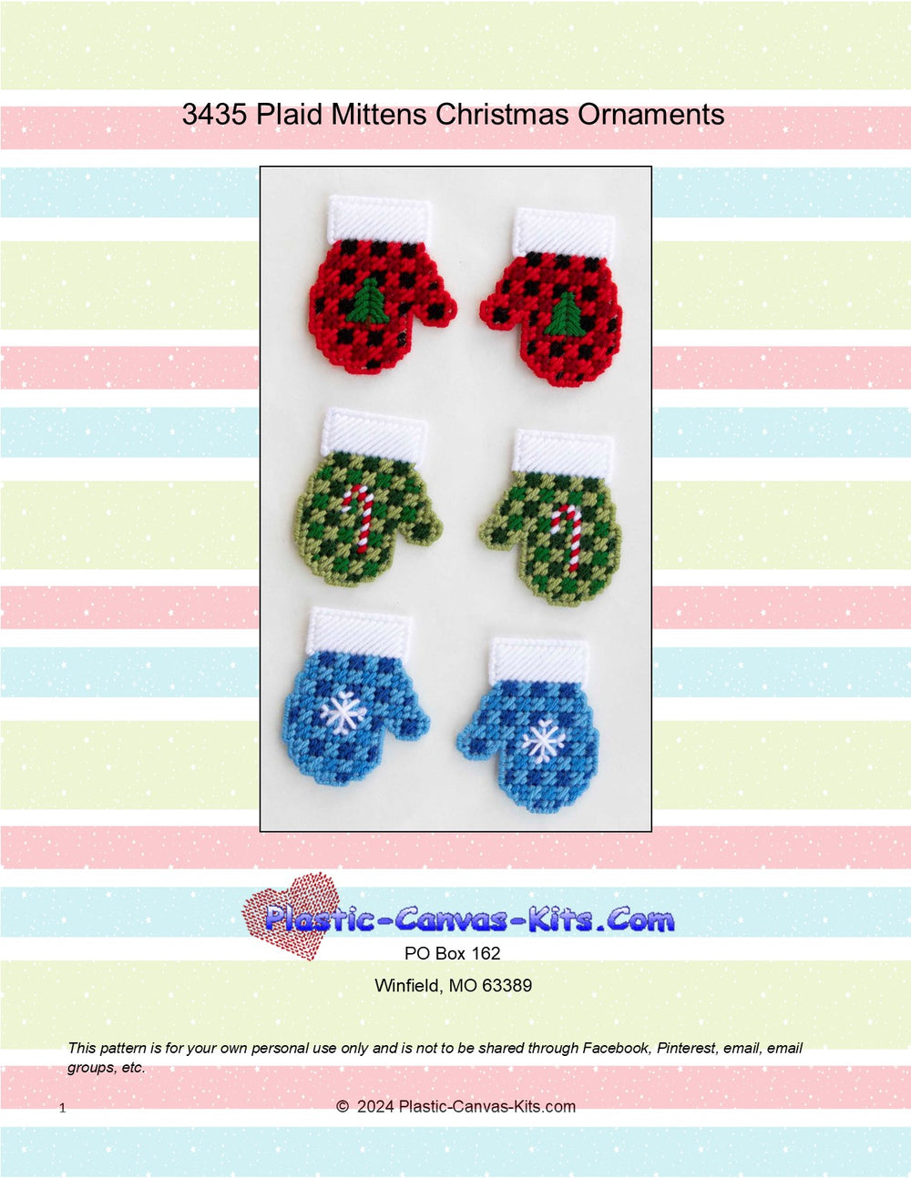 Plaid Mittens Christmas Ornaments