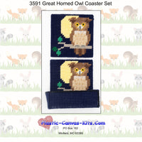 Great Horned Owl Coaster Set