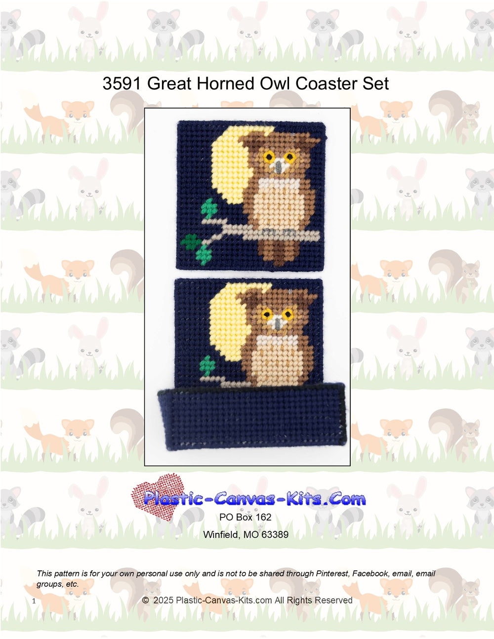 Great Horned Owl Coaster Set