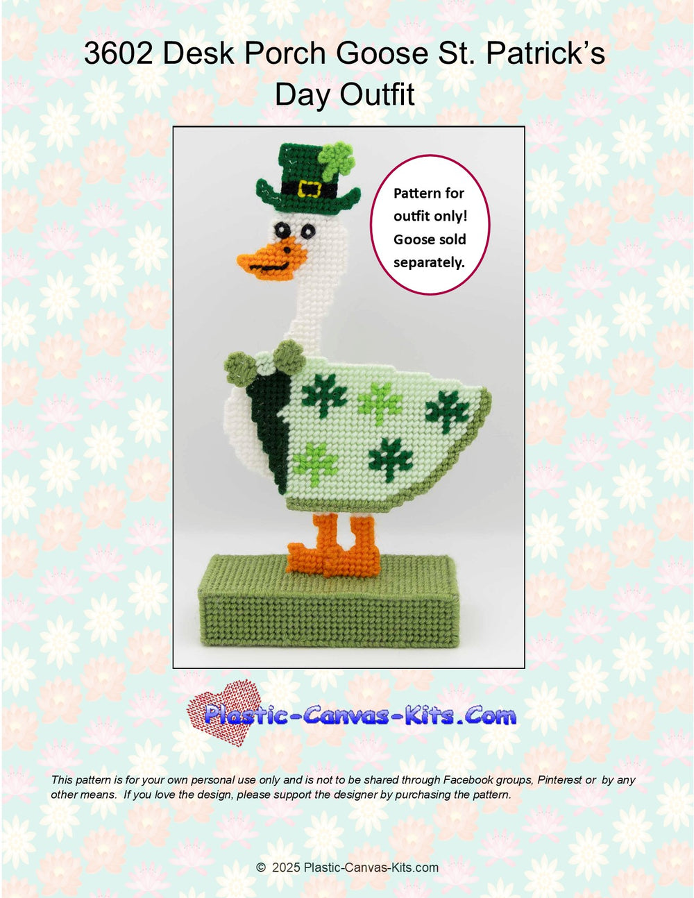 St. Patrick's Day Outfit for Desk Porch Goose