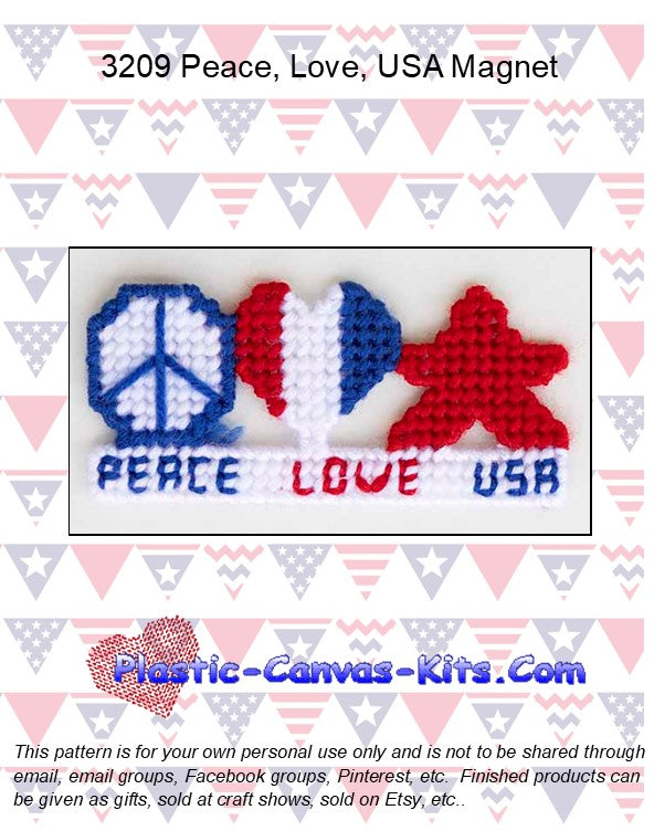 Peace, Love, USA Magnet