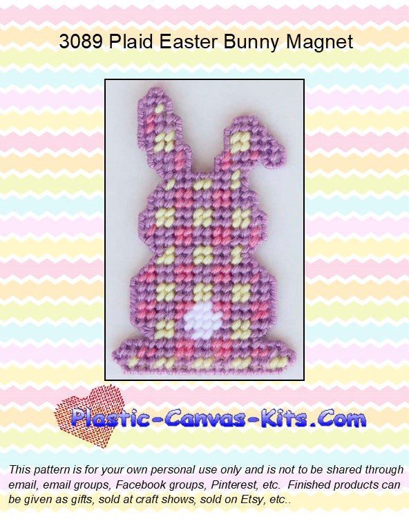 Plaid Easter Bunny Magnet| Plastic-Canvas-Kits.com