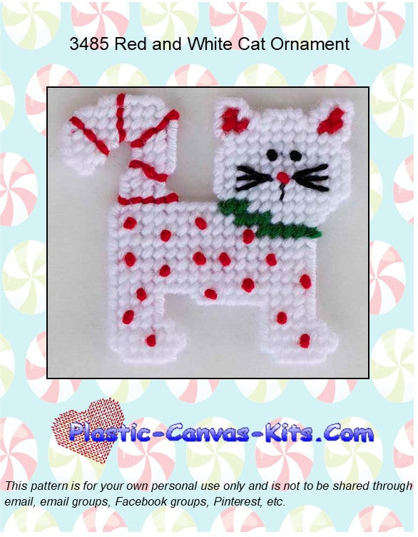 Red and White Cat Ornament