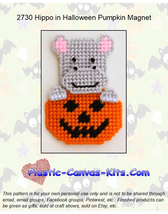 Hippo in Halloween Pumpkin Magnet