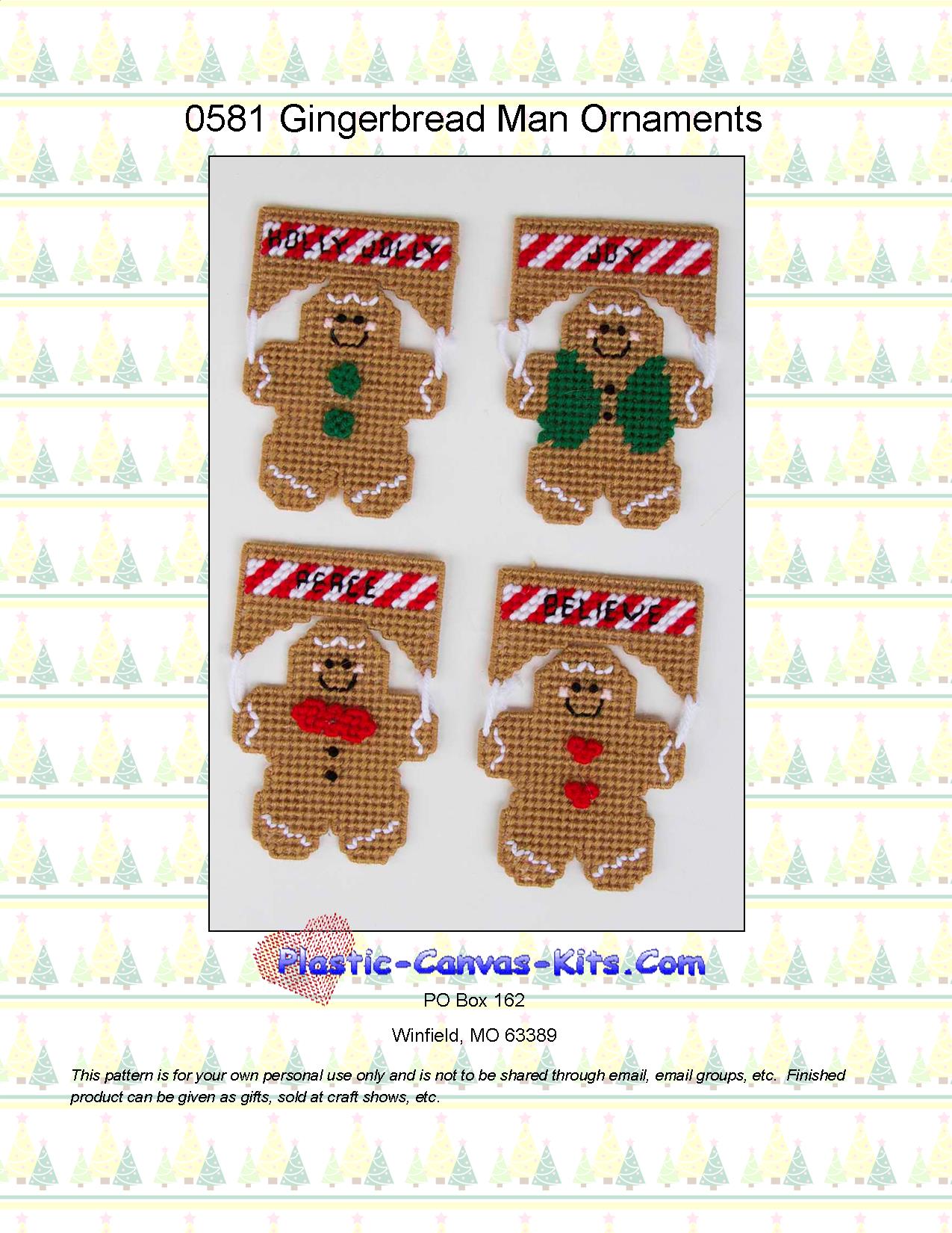 Peeking Gingerbread Man Ornaments-Plastic Canvas Pattern or Kit