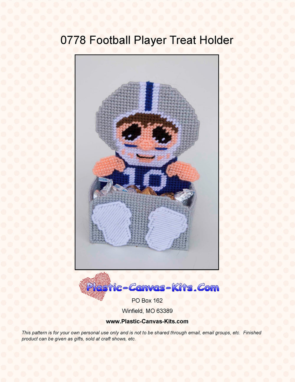 Plastic Canvas-Football Player Treat Holder