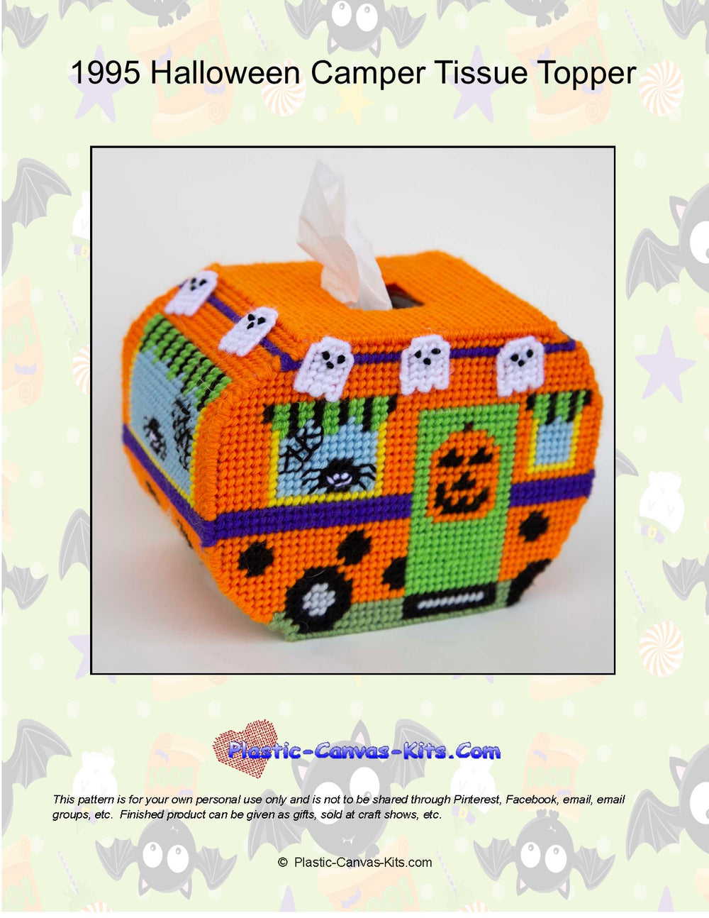 Ghost and Pumpkin Tissue Topper  Plastic canvas patterns, Plastic canvas  tissue boxes, Plastic canvas