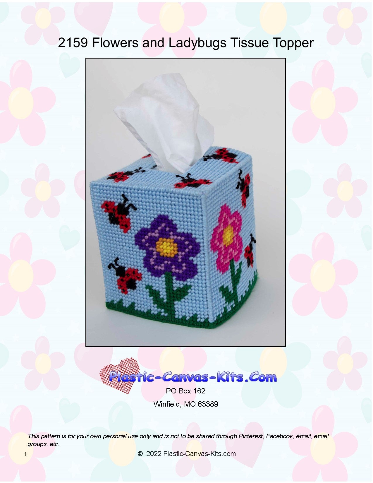 Flowers and Bees Spring Tissue Topper-Plastic Canvas Pattern or Kit