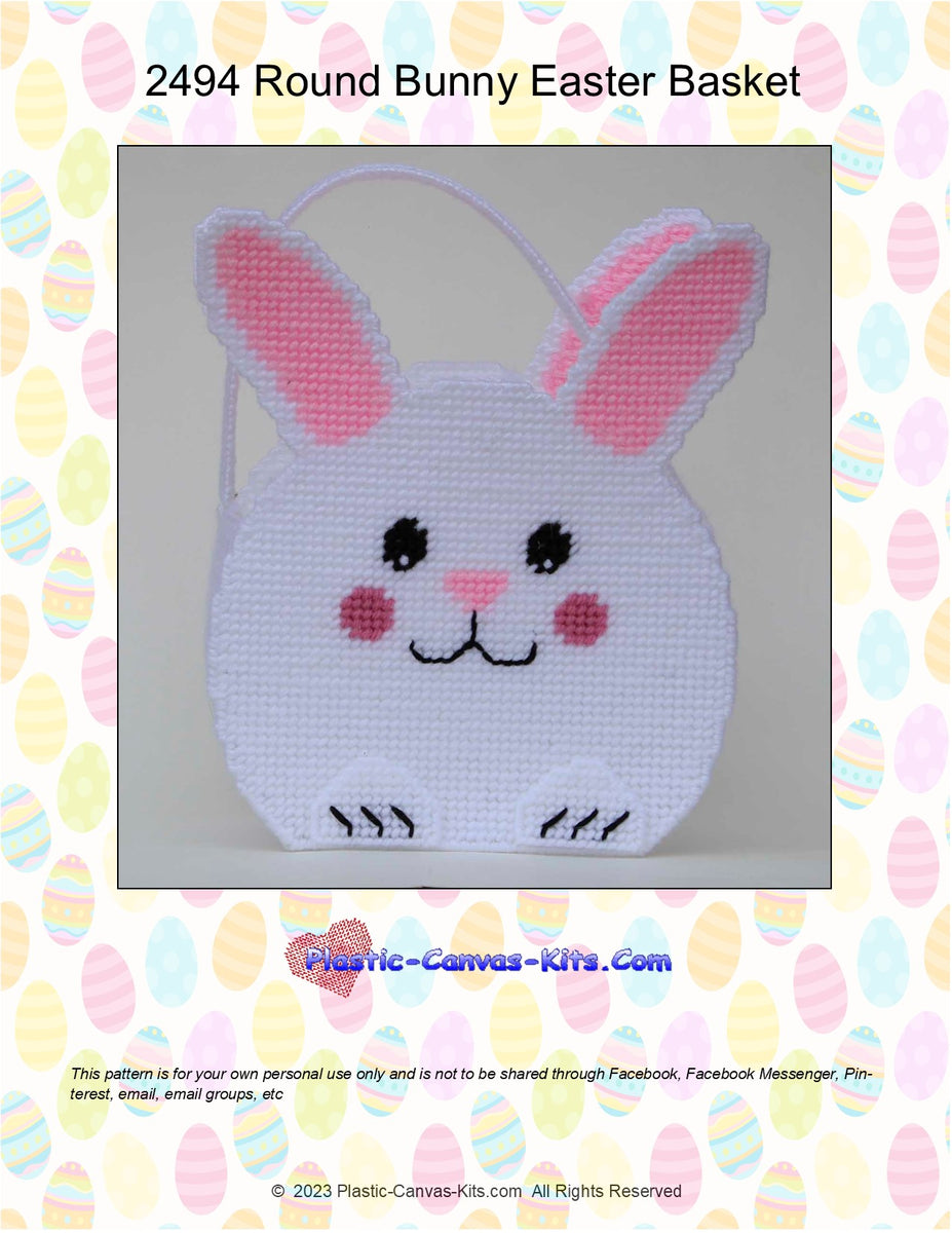 Round Easter Bunny Basket| Plastic-Canvas-Kits.com