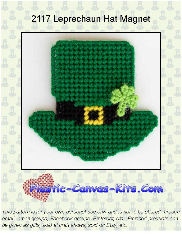 St. Patrick's Day Leprechaun Hat Magnet| Plastic-Canvas-Kits.com
